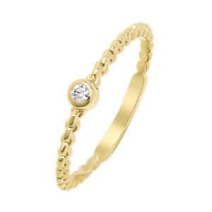 Bague Plaqué or perlée et zirconiums, Anamila