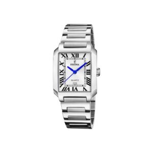 Montre femme acier rectangulaire 29 x 35 mm, chiffres romains, Festina