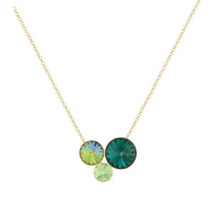 Collier Argent doré et cristaux verts, Cristal Bijoux