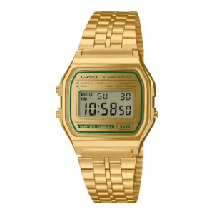 Montre Iconic, Vintage dorée, "green line", Casio