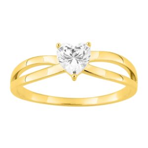 Bague plaqué or et zirconium Coeur 5 x 5 mm