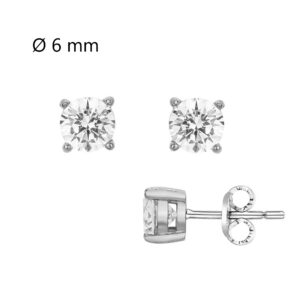 Boucles d'oreilles homme, Acier et zirconiums Ø 6 mm, Phébus