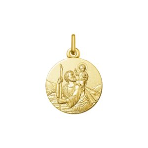 Médaille or jaune frappée  Ø 15 mm, relief, St Christophe