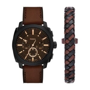 Coffret montre homme Machine Ø 44 mm avec un bracelet, FOSSIL