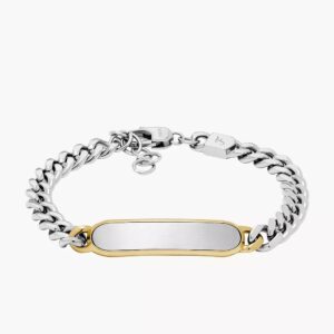 Bracelet Gourmette Homme, Acier bicolore, Fossil