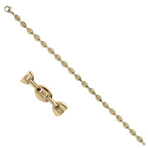 Bracelet homme, acier doré, maille grain de café 6 mm