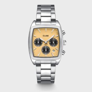 Quartaut Chrono Watch Steel, Yellow and Grey, Silver Colour