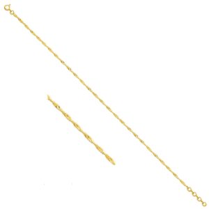 Chaine de Cheville, plaqué or, maille singapour Ø 2 mm