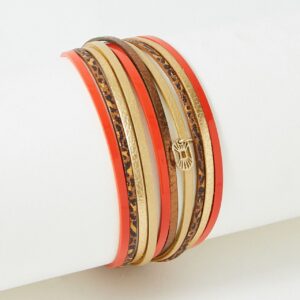 Bracelet acier doré, multiliens Cuir Wild and Free "Malicieux" T2