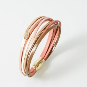 Bracelet acier doré, 10 liens de cuir Let it Be "Malicieux", T1