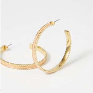 Boucles d'oreilles acier doré Ø 42 mm et cuir Bloom "Wednesday"