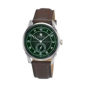 Montre homme acier "Himalaya 40mm" quartz tous chiffres, fond vert