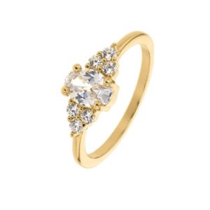 Bague Solitaire plaqué or et Zirconiums