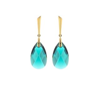 Boucles d'oreilles argent doré, cristal vert - Cristal Jewellery