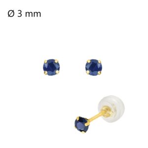 Boucles d'oreilles or jaune, saphirs Ø 3 mm