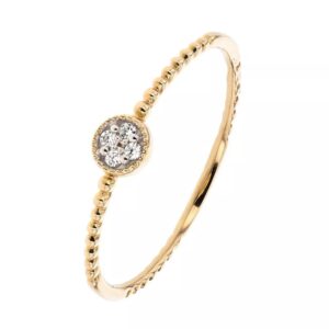 Bague or jaune perlée et diamants 0.02 carat
