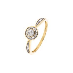 Bague cible accompagnée Or jaune et diamants 0.079 ct