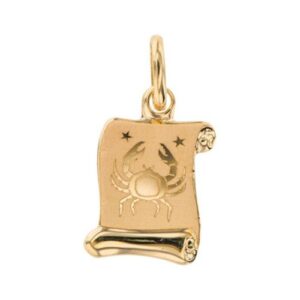 Pendentif 12 x 12 mm, Or jaune, Zodiaque Cancer