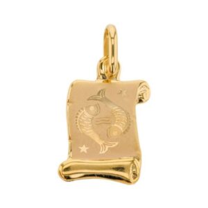 Pendentif 12 x 12 mm, OR jaune, Zodiaque Poissons