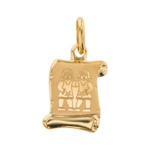 Pendentif 12 x 12 mm, Or jaune, Zodiaque Gémaux