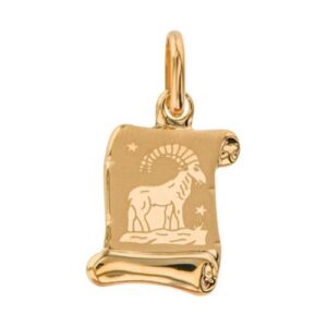 Pendentif 12 x 12 mm, or jaune, zodiaque Capricorne