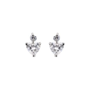 Boucles d'oreilles 7 x 4.5 mm, argent et zirconiums Coeurs