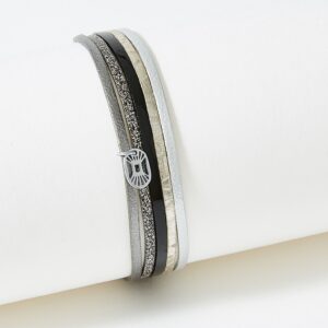 Bracelet liens de cuirs "Artiste Onyx", Flowers for Zoé