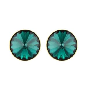 Boucles d'oreilles argent doré, Cristal vert Ø 9 mm, Cristal Jewellery