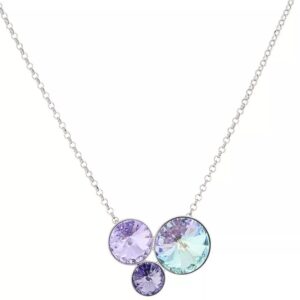 Collier argent et trilogie de cristaux vert et violets, Cristal Jewellery