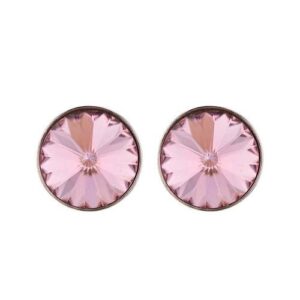 Boucles d'oreilles argent et cristal rose Ø 9 mm, Cristal Jewellery