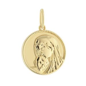 Métaille Vierge et l'Enfant Ø 14 mm, plaqué or