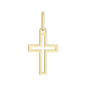 Pendentif or jaune 750/000, croix ajourée 12 x 8 mm