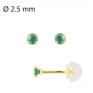 Puces or jaune et émeraudes Ø 2.5 mm