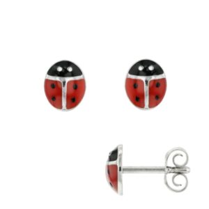 Boucles d'oreilles enfant, argent, Coccinelles 7 x 5 mm