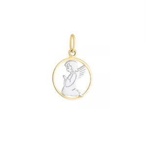 Pendentif Ø 12 mm, or jaune ajouré, Ange en Prière