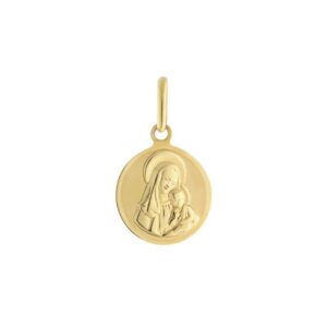 Pendentif or jaune Ø 12 mm, Vierge et l'Enfant