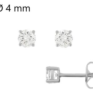 Boucles d'oreilles argent et zirconiums Ø 4 mm