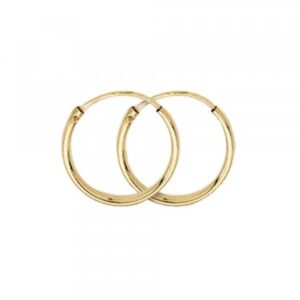 Créoles Or Jaune 750/000, Fil Rond 1 mm Ø 12 mm