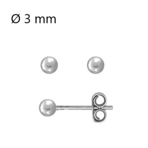 Boucles d'oreilles Boules Ø 3 mm, or blanc 750/000