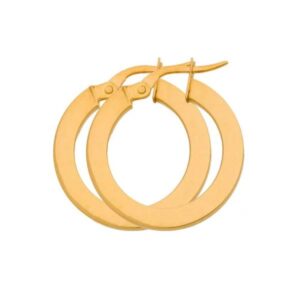 Créoles Or jaune,  fil plat 3 mm, Ø 15 mm