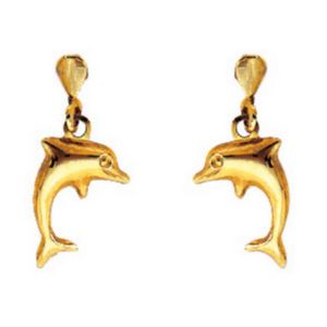 Boucles d'oreilles enfant Or jaune, Motifs dauphins 18 x 7 mm