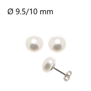 Boucles d'oreilles argent, Perles bouton 9.5/10 mm