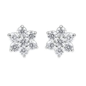 Boucles d'oreilles Fleurs, Argent et zirconiums