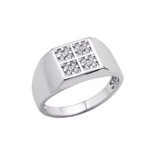 Chevalière femme, Argent et zirconiums, taille 54