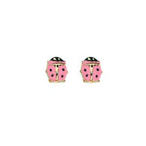 Boucles d'oreilles Enfant, Or, Coccinelles Roses 5 mm
