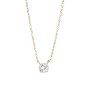 Collier Solitaire Plaqué or et Zirconium 6 mm