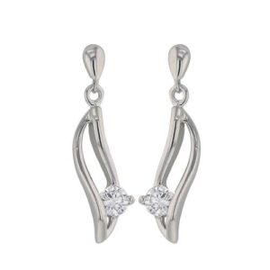 Boucles d'Oreilles pendantes 22 mm, Argent et zirconiums