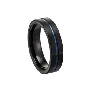 Bague tungstene noire et bleue 6 mm, Jourdan