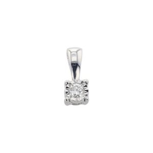 Pendentif solitaire Or blanc et diamant 0.03 ct