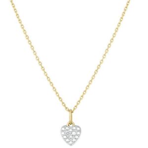 Collier Coeur, diamant 0,003 carat, or jaune